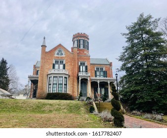 Marietta, Ohio, USA, Jan. 11, 2020: The Castle Historic House Museum Victorian Gothic Revival Architecture.