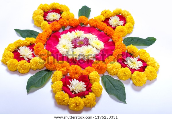 Marigold Flower Rangoli Design Diwali Festival Stock Photo Edit