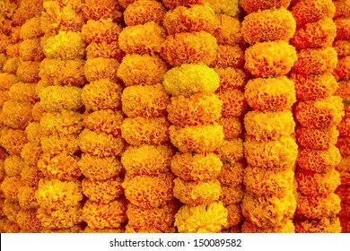 Marigold Flowers Garland Background