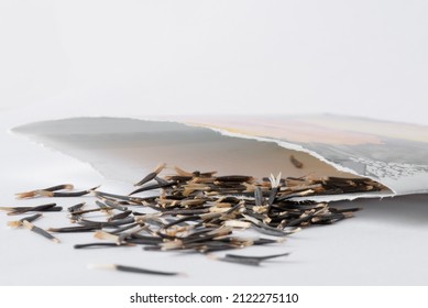 Marigold Seeds Spilled from a Seed Packet - Shutterstock ID 2122275110