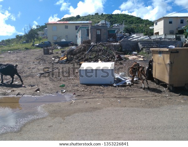 Marigot, Saint Martin 11 16 2017 damage from\
hurricane Irma on the island of Saint\
Martin