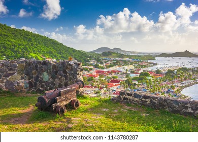 Marigot, Saint Martin Town Skyline From Fort Louis In The Caribbean.