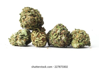 Marijuana Buds On White Background.