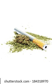 Marijuana and Cannabis. Smoking with pipe. 