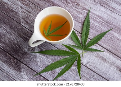 Marijuana Herbal Tea Cannabis Leaves Cup Stock Photo 2178728433 ...