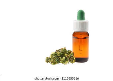 Marijuana Oil Cbd Bottle Isolated On White Background