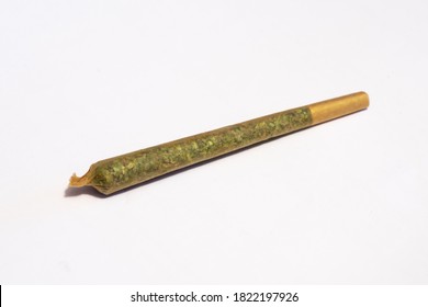 Marijuana, Weed Joint On White Background