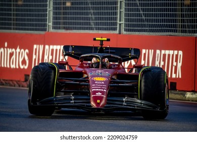 MARINA BAY, SINGAPORE - October 30, 2022: Carlos Sainz Jr, From Spain Competes For Scuderia Ferrari. Qualifying, Round 17 Of The 2022 F1 Championship.