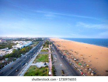 Marina Beach chennai city tamil nadu india bay of bengal madras view from light house - Shutterstock ID 1730976055