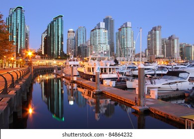 Marina Dawn, Coal Harbor, Vancouver. A marina and condominiums in downtown Vancouver's upscale Coal Harbor.