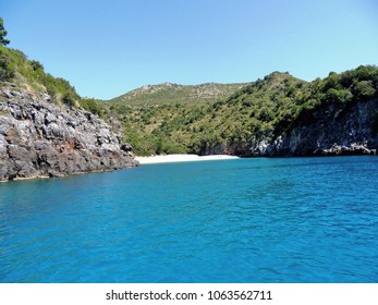 Marina di Camerota - The white sand beach along Camerota coast. Considered one of the most beautiful beaches in Italy, it is part of the National Park of Cile