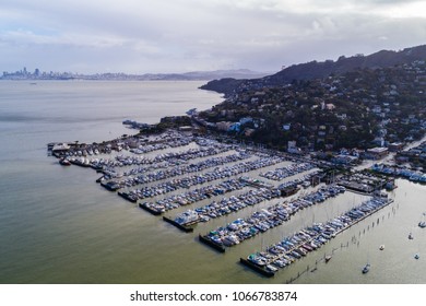 Marina Docks Aerial View with San Francisco in background