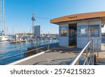 A marina and ferry dock in Treporti with boats in the Venetian Lagoon.