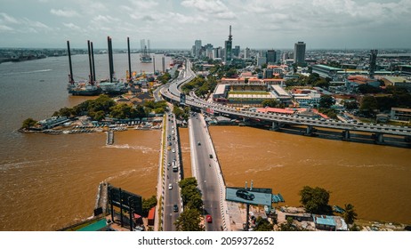 Marina, Lagos Island, Lagos - Nigeria - October 5 2021: Cityscape Of Marina Inward Bonny Camp.
