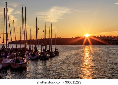 Marina at sunset, White Rock, Surrey, BC, Canada - Powered by Shutterstock