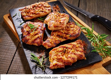 Marinated Boneless Tender Pork Chops, Close Up