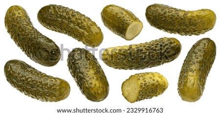 Marinated cucumbers, pickled gherkins isolated on white background Foto stock © 