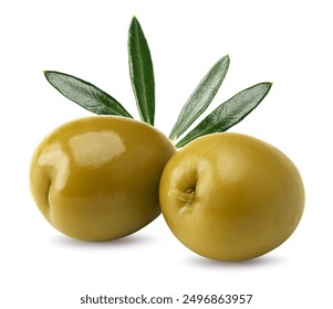 Marinated green olives isolated on white background. clipping path - Powered by Shutterstock