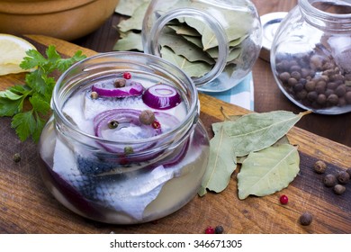 Marinated Herring In A Jar With Spices