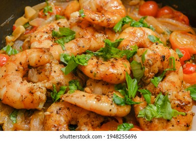 Marinated Organic Shrimp Scampi Dish 