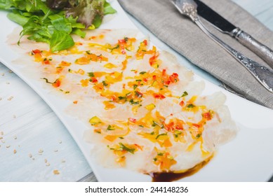 Marinated Seabass Filet With Ratatouille Dressing, Close Up