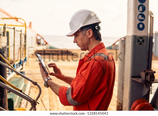 Marine Chief Officer Captain On Deck Stock Photo (Edit Now) 1328545043