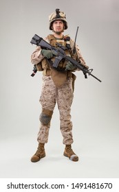  Marine Corps Special Operations Command  Raider With Weapon. Studio Shot 