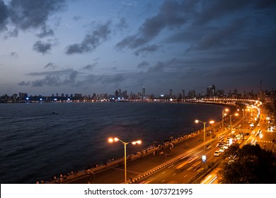 The Marine Drive at Mumbai at night. India