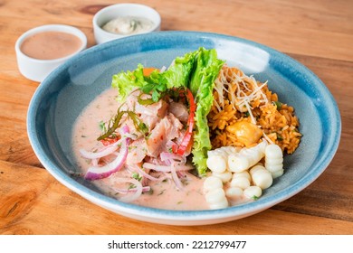 marine duo ceviche with rice and seafood