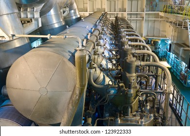 Marine Engine Of The Large Container Ship