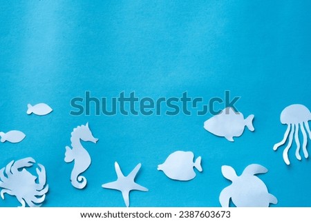 marine life paper cut copy space background