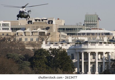 Marine One Departs The White House With President Bush