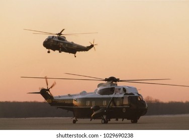 Marine One Helicopters Landing At Andrews’s Air Force Base In Prince George’s County, MD