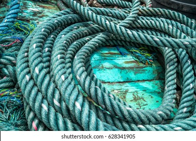 Marine Rope On Wooden Background