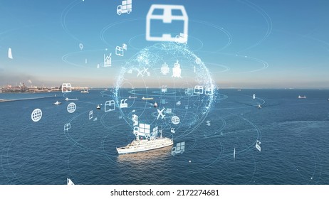 Marine Transportation And Technology Concept.