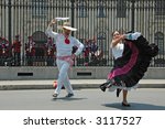 Marinera dancers in front of the government palace in Lima Peru travel