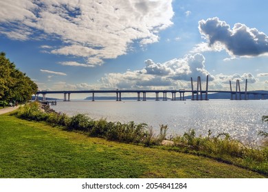 The Mario Cuomo Bridge As Seen From The Hudson River Walk In Tarrytown New York.