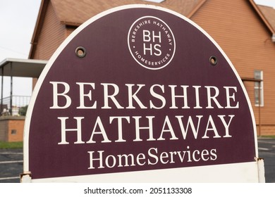 Marion - Circa September 2021: Berkshire Hathaway HomeServices sign. HomeServices is subsidiary of Berkshire Hathaway Energy.