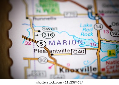 Marion. Iowa. USA On A Map