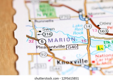 Marion. Iowa. USA On A Map