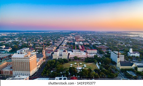 Marion Square Sunrise In Charleston South Carolina.