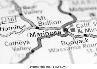 Mariposa. California. USA On A Map