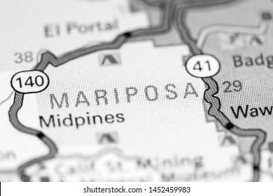 Mariposa. California. USA On A Map