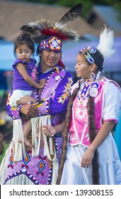 MARIPOSA ,USA - MAY 11 : An Unidentified Native Indian Family Takes Part At The Mariposa 20th Annual Pow Wow In California , USA On May 11 2013 ,Pow Wow Is Native American Cultural Gathernig Event.