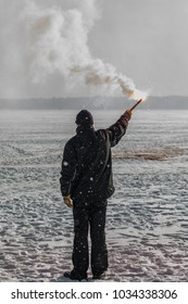 Maritime Distress Flare Fired On A Training Session