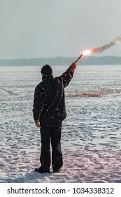 Maritime Distress Flare Fired On A Training Session