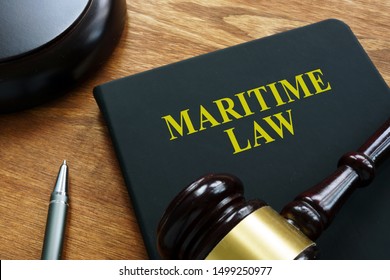 Maritime Law Black Book And Wooden Gavel.