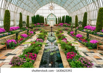 Marjorie McNeely Conservatory At Como Park Zoo St. Paul Minnesota. Winter Flower Show Sunken Garden. January 2020￼￼