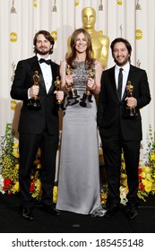 Mark Boal,Kathryn Bigelow,Greg Shapiro, Best Feature Film for The Hurt Locker, 82nd Annual Academy Awards Oscars Ceremony-PRESS ROOM, The Kodak Theatre, Los Angeles March 7, 2010