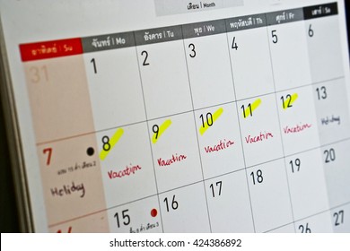 Mark Long Vacation On Calendar